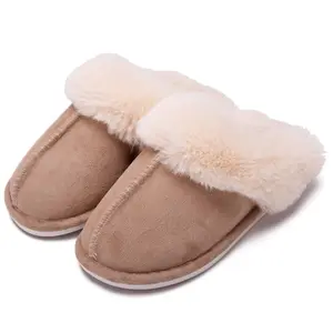 House Slippers for Women Suede Fluffy Winter Slipper Cozy Furry Warm Shoes Indoor/Outdoor Walking Footwear Platform with Anti-Skid Boots Comfortable Indoor Outdoor Wear