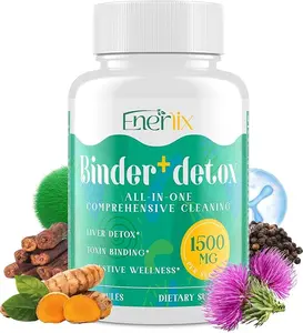 NEW !!! 15-in-1 Detox Binder, Activated Charcoal, Zeolite & Bentonite Clay, Chlorella, 1500 MG Supplement Maximum Absorbent, Liver Gut Digestive Toxin Detox Cleanse, 90 Vegan Capsules