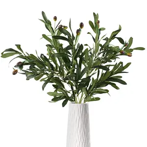 Artificial Olive Branches 37 Inch 270 Leaves Fake Greenery Stems with Seeds for Vase, Home Decor, 4pcs