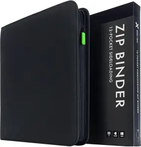 12-Pocket Trading Card Zip Binder – Holds 480 Cards, Premium Exo-Tec Material, 20 Side-Loading Pages, Folder for Collectible Card Games, Sports Cards, and TCG (Black)