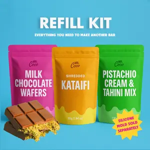 *REFILL KIT* Pistachio Knafeh Stuffed Chocolate Bar Without Reusable Mold *REFILL KIT* Pistachio Knafeh Stuffed Chocolate Bar Without Reusable Mold