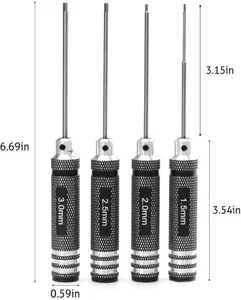 Drone Tool Kit -4Pcs RC Hex Driver Set –1.5mm Allen Wrench 2mm 2.5mm 3mm Aluminum Handle Steel Hexagon Screwdriver for traxxas RC Car Truck FPV Helicopter
