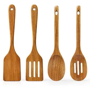 Acacia  Kitchen Utensils Set Non  Wooden Spoons for Cooking Spatula Cooking Utensil Serving Slotted Spoon Ladle Kitchen Tool Flat  Spatula Turner Kitchen Spoons Wooden Utensils