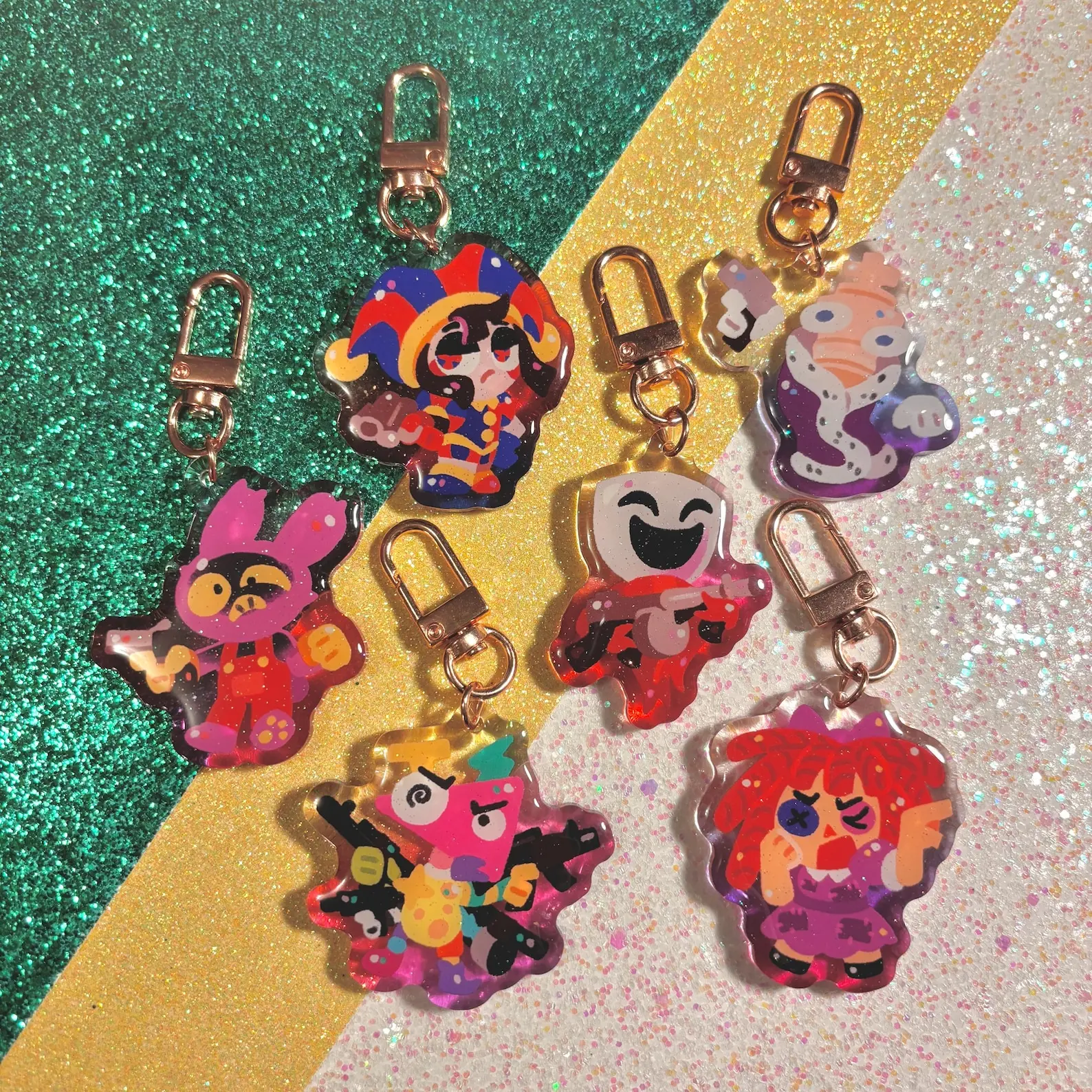 The Amazing Digital Guns? TADC Glitter Epoxy Keychains - Pomni Jax Ragatha Kinger Caine Zooble Gangle Acrylic Keychains , Great For Daily Use Or As Thoughtful Little Gifts For Your Friends And Yourself