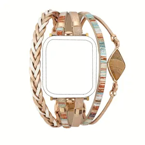 1PCS Bohemian Style Multi-layer Wrapped Metal Bracelet Decorative Strap for Apple Watch 38mm 40mm 41mm 42mm 44mm 45mm 49mm Compatible with Ultra Ultra 2 SE 9 8 7 6 5 4 3 2 1 Wearable