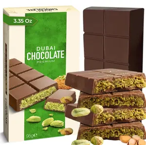 Chobella Dubai Chocolate Bar Pistachio 3.35oz (95g), Premium Mini Dubai Chocolate Bar with Pistachio Cream and Kataifi, Viral Candy with Shredded Phyllo Dough, Knafeh