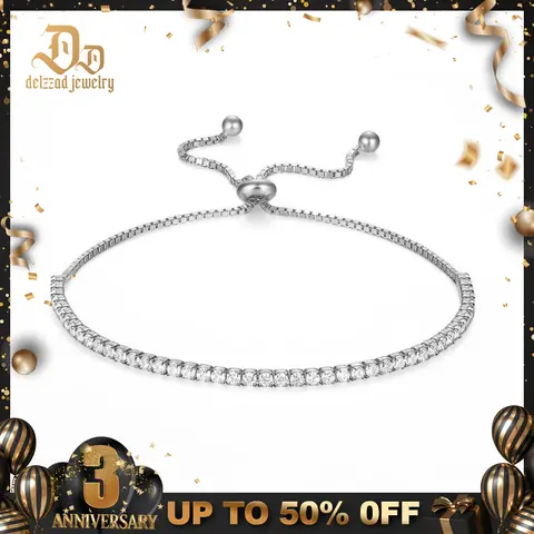 Delzzad Starlight Adjustable Zirconia Copper Bracelet Perfect Birthday Engagement Wedding Anniversary Gift