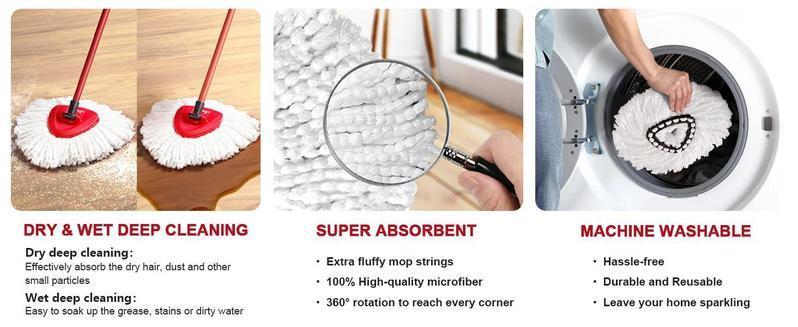 Spin Mop Head Replacement & Shower Floor Scrubber for O Cedar 1-Tank System Microfiber Mop Heads Easy Cleaning Floor Head Mop Set with 4 Refills for Wood Tile，#tiktokshopmothersday