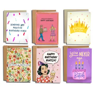 Birthday Gift for Best Friend – Funny Birthday Card Bundle for Women, 6 Pack Snarky Birthday Cards for Her, Adult Humor Greeting Card Set, Bestie Birthday Gift, Sarcastic Bday Cards for Friends with Envelopes