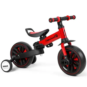 Balance Bicycle with Push Handle for Kids 2-5 Years Old, 6 in 1 Folding Push Bike with Training Wheels & Pedals, Balance Bike for Boys and Girls with Brakes & Kickstand
