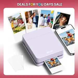 Nelko Pocket PP01 Instant Inkjet Photo Printer, Portable Mini Color Wireless Mobile Printer with 5 Photo Papers, Bluetooth-Compatible for iOS/Android, Fun Editing App, Mini Gadgets for Purse, Mothers Day Gift for Mom, Fathersdaygift, summerwins