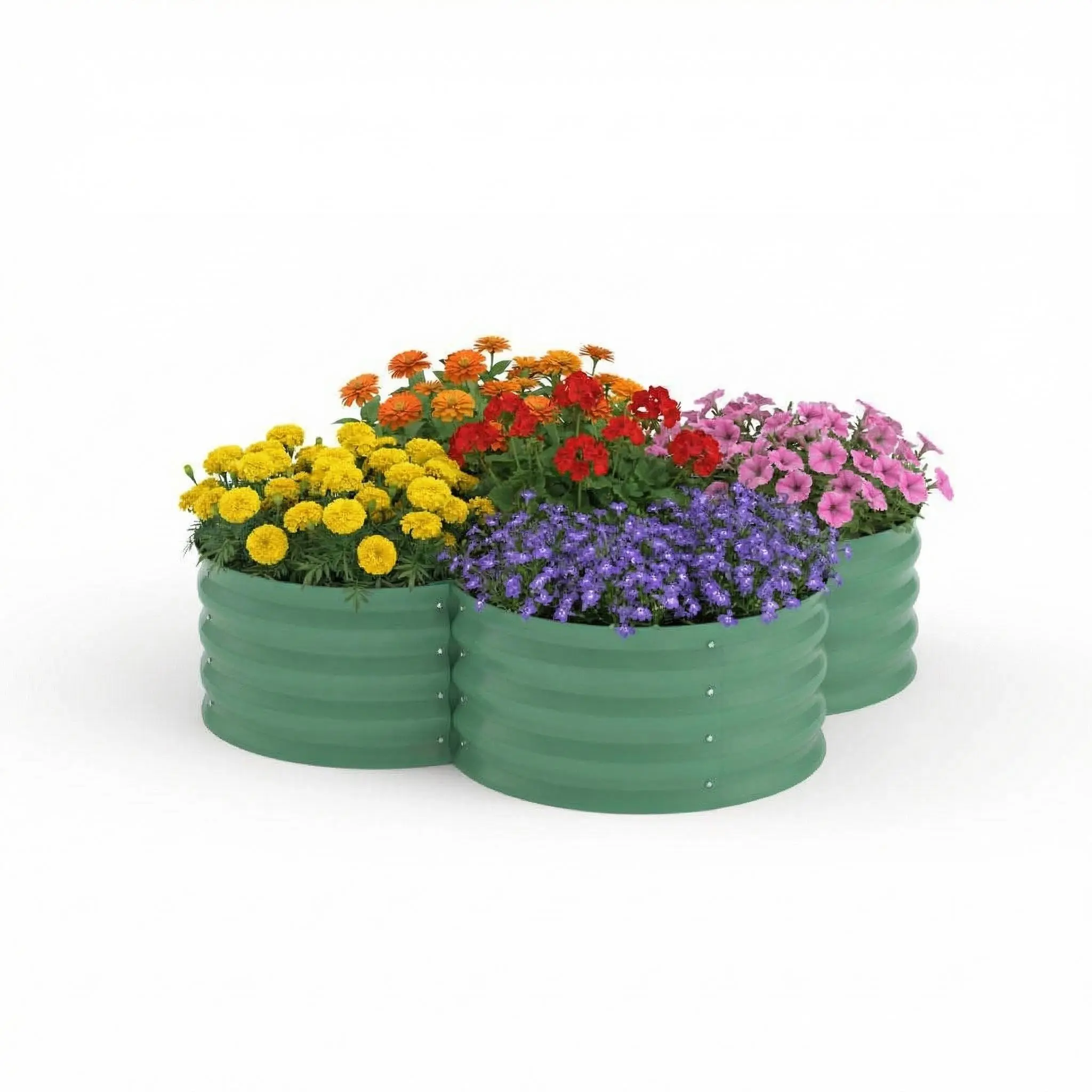 2-Pack 4-Leaf Clover Galvanized Steel Raised Garden Beds, 47.6 x 11.8 in 0.6 mm Powder-Coated Metal Planter Box for Vegetables Flowers Herbs Outdoor, Green