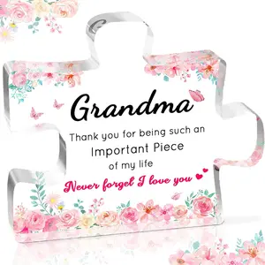 Flower Pattern Acrylic Plaque, 1 Count Grandma Gift, Grandma Birthday Gift, Best Grandma Gift, Home Decor, Gift for Grandma, Signs