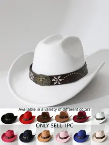 American Vintage Western Cowboy Hat, Heavy-Duty Wool Felt Bowler Hat, Versatile Small Face Effect, Perfect for Photoshoots, Dress Up Hat