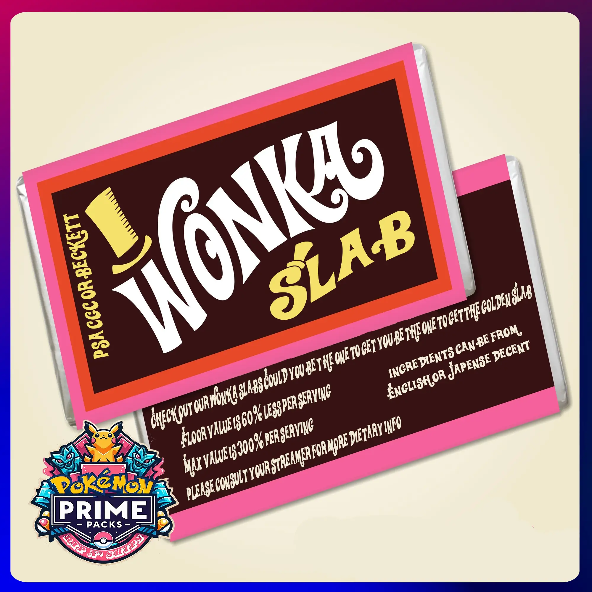 Pokémon TCG Wonka Bar Slab Graded Card - ENG/JP PSA/CGC/BCKT