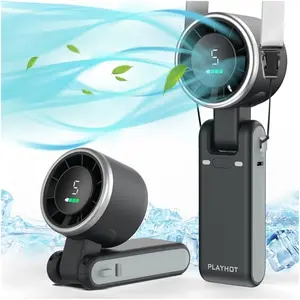PLAYHOT Portable Handheld Turbo Fan -Super Strong wind, 5-Speed Adjustable Mini Fan with USB Rechargeable 4000mAh Battery, Ideal for Camping Travel Outdoor