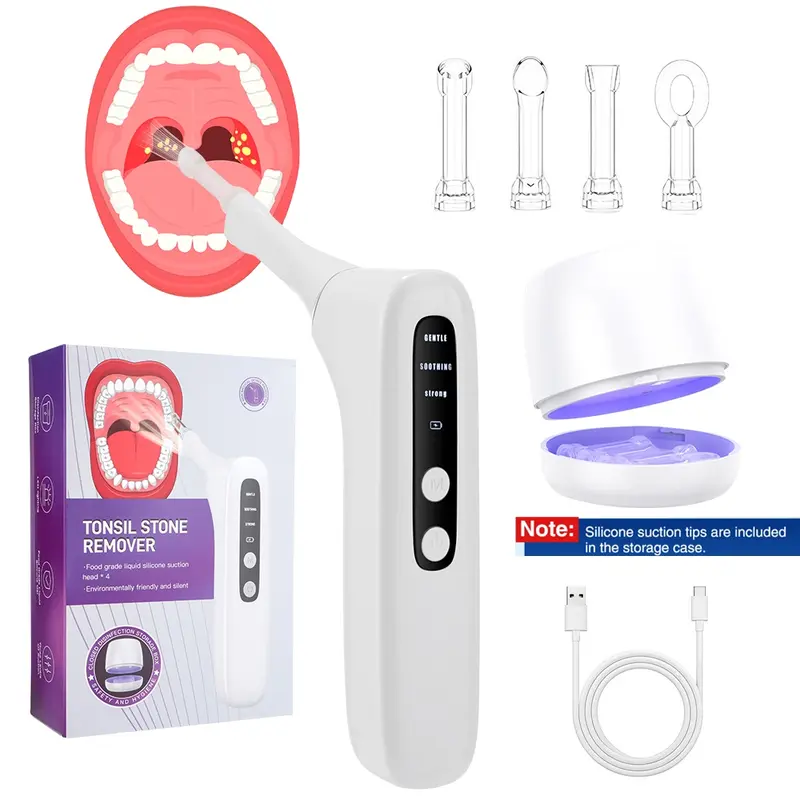 Electric Vacuum Tonsil Stone Removal Throat Stone Remover Suction, Adjustable 3 Modes Oral Cleaner, Rechargeable Oral Cleanser, Oral Care Tool, Silicone