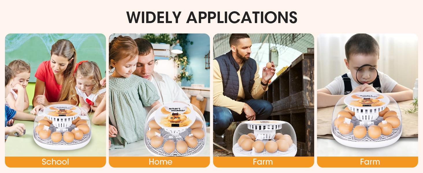 12 Egg Incubator with Automatic Turning and Temperature Control, Automatic Water Adding, LED Egg Candler, for Hatching Chickens, Duck, Quail, Goose Eggs