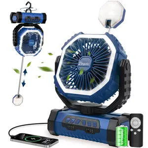 [Father's Day Gifts] Oscillating Fan with 360° Rotation Hanging Hook，Camping Fan Battery Powered Fan with LED Lantern Light 20000mAh Rechargeable Portable Fan for Tents, USB Desk Fan for Bedroom, Office