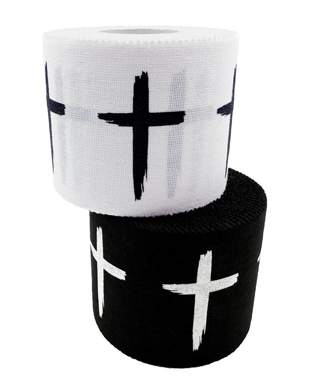 NEW Distressed Cross Sports 100% Cotton Athletic Tape 2 In. x 30 Ft. White Black Christian Faith Gift Bible Verse Wrap Brace Athletes Wrapping Finger Hand Ankle Wrist Knee Baseball Football Wrestling Gymnastics Boxing Soccer Crossfit Weight Lifting Cloth