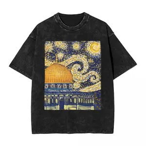 valentine shirts Palestinian Starry Night In Palestine T-Shirt Summer Streetwear T-Shirts Cotton Tee Shirt For Men Short-Sleeve Design Clothes