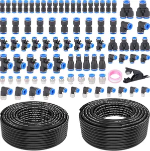 90 count DOT Air Line with Quick Connect Air Fittings Kit 2 Roll 100FT 1/4" and 3/8" DOT Air Lines Kit with 88 count Push Lock Air Line Fittings Pneumatic Push to Connect Air Hose Fitting