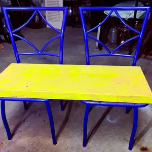 Whimsical Wonders: Furniture Colorized - “Kid of Steal” Superhero Inspired Red/Yellow/Blue Wooden and Metal Bench - Durable Assembled