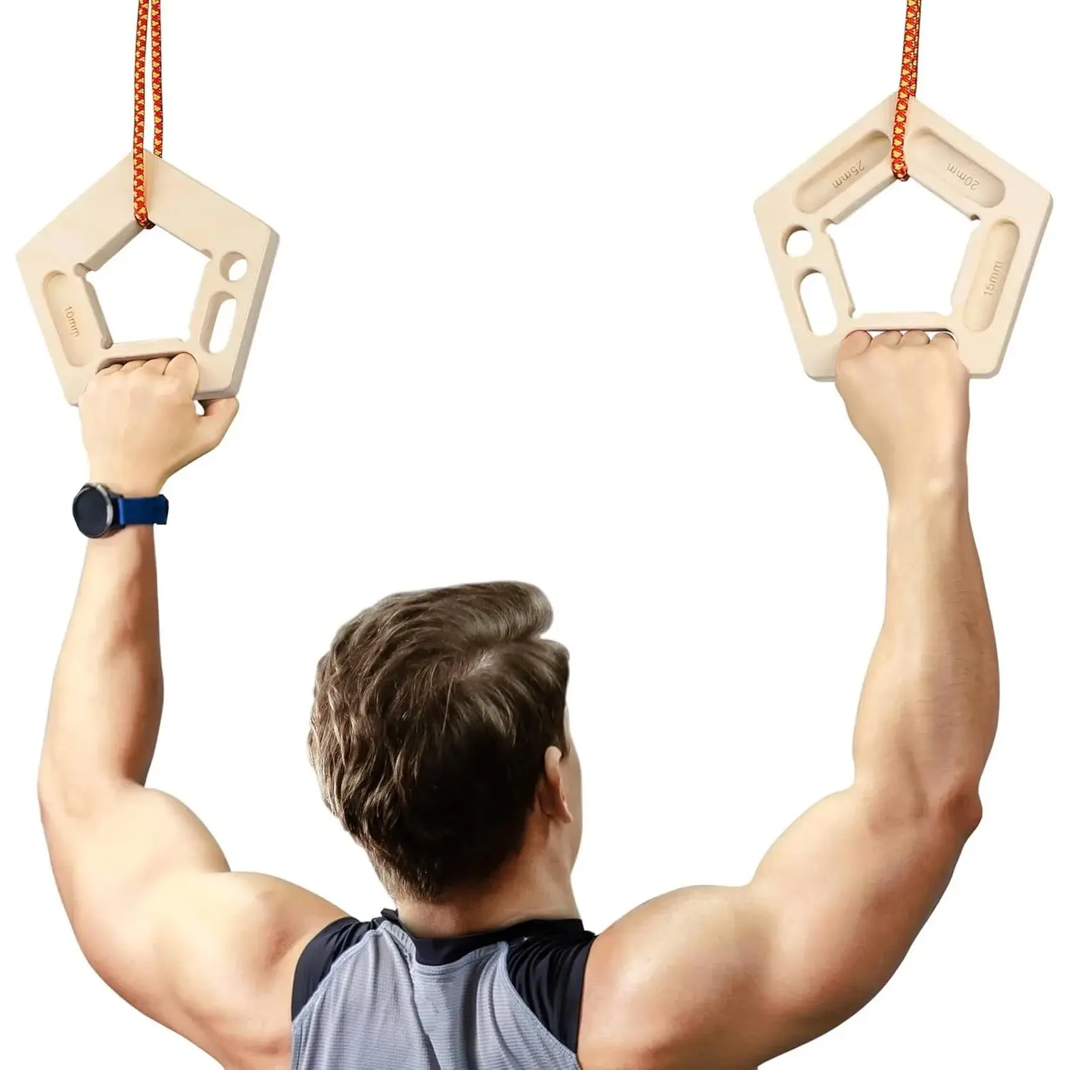 Wooden Hangboard Holds for Climbers, Portable Finger Strengthener with 10/15/25mm Grip Depths for Indoor/Outdoor Pull-Up and Arm Training, 220 Grams