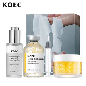 Koec Skincare Set, 4-Piece Kit Including Peptide Serum, Water Lotion Essence, Capsule Cream, Silver Color Collagen Mask, Moisturizing, Moisturizer