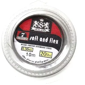 5LB-200LB 7 Strands Fishing Line Wire Leader Nylon Coated Stainless Steel Leader Wire with Crimps Sleeves