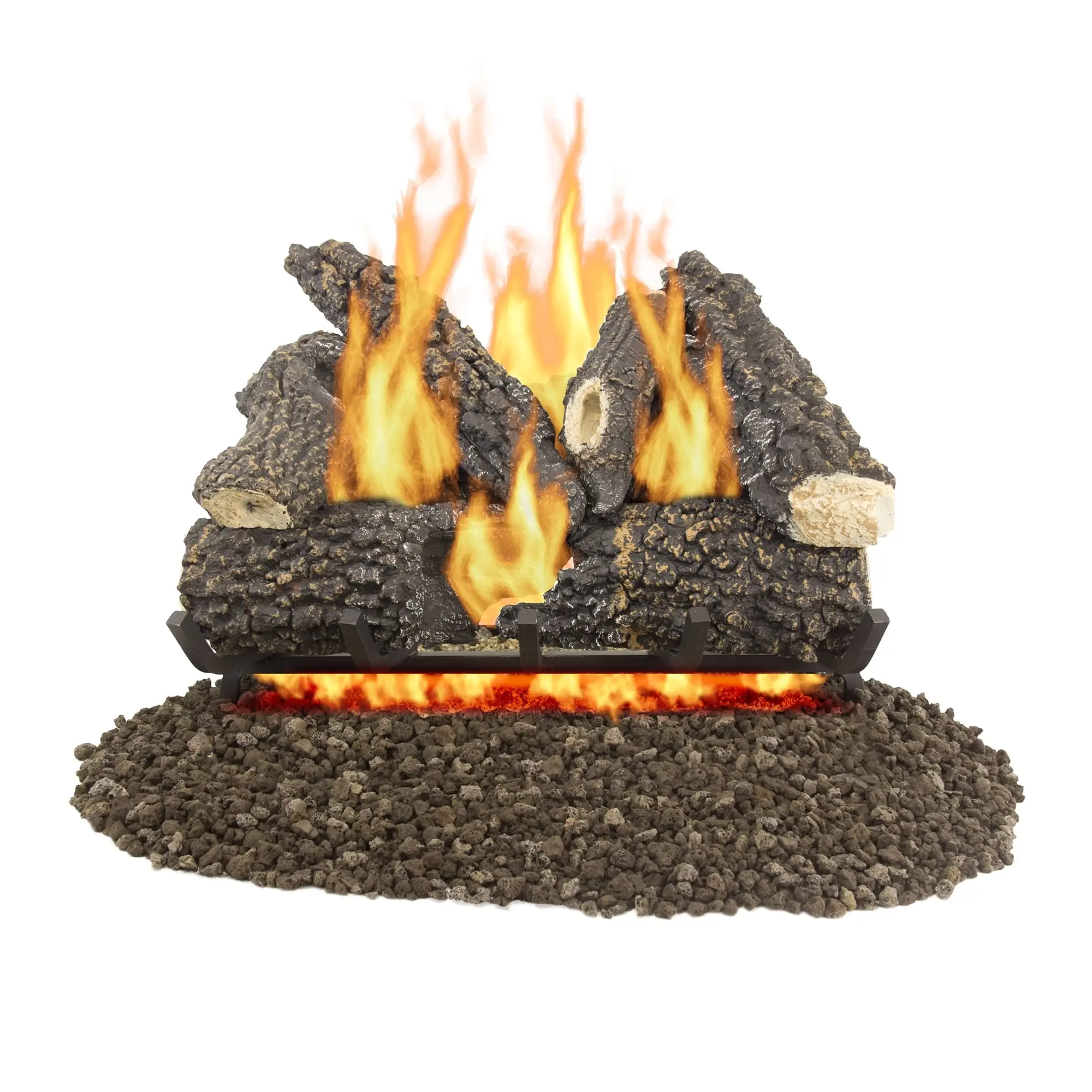 Pleasant Hearth Arlington High-Quality Ash Fireplace Log Set - 55000 BTU, Creative Design, Indoor Use, 1 Hr Continuous Burn Duration
