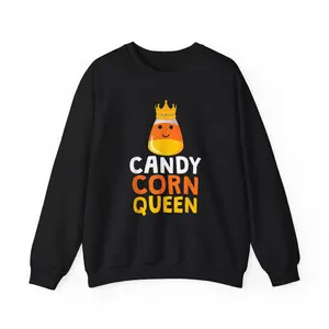 Get Your Candy Corn Queen Sweatshirt: Cute Halloween Kawaii Crown - Limited Stock! 🎃👑