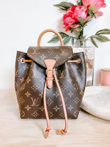Pre-owned Louis Vuitton Coated Canvas and Vachetta Backpacks Monogram Montsouris NM BB Backpack *Final Sale*