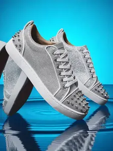 Men's Round Toe Rivet Casual Sneakers, Fashion Club Nightclub Hairstylist Shoes, Stylish Men's Footwear for Daily Wear, Round Toe Trainers