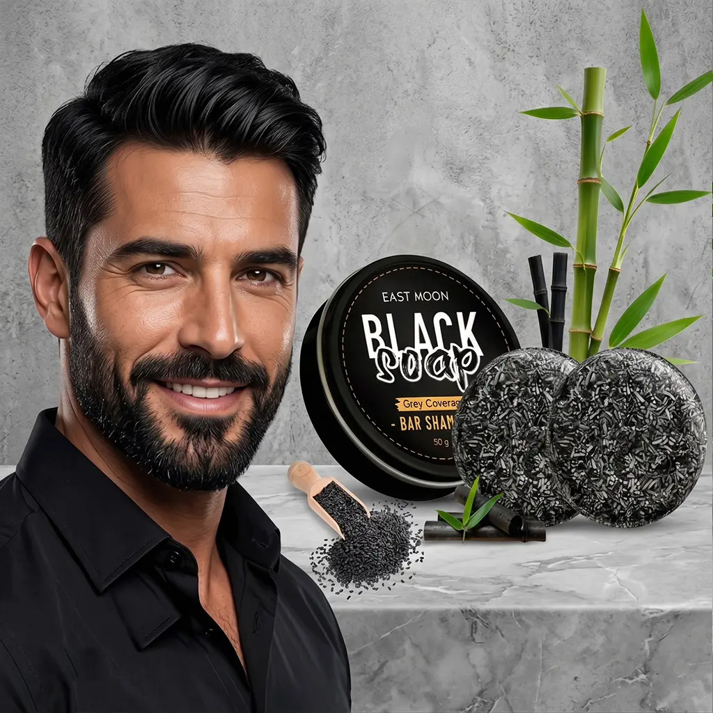 Hair Darkening Shampoo Bar with Bamboo Charcoal & Black Sesame for Grey Coverage | Gentle Moisturizing Daily Cleanser for All Hair Types | 2 x 100g Pack for Men & Women