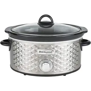 Brentwood SC-140S Slow Cooker Scallop Pattern, 4.5 Quart, Stainless Steel