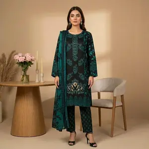 R-28 3 Pc Embroidered Lawn Dress by Rivaaj Ethnic Elegance