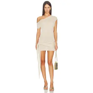 Tiger Mist Off Shoulder Dress in Gold Shimmer
