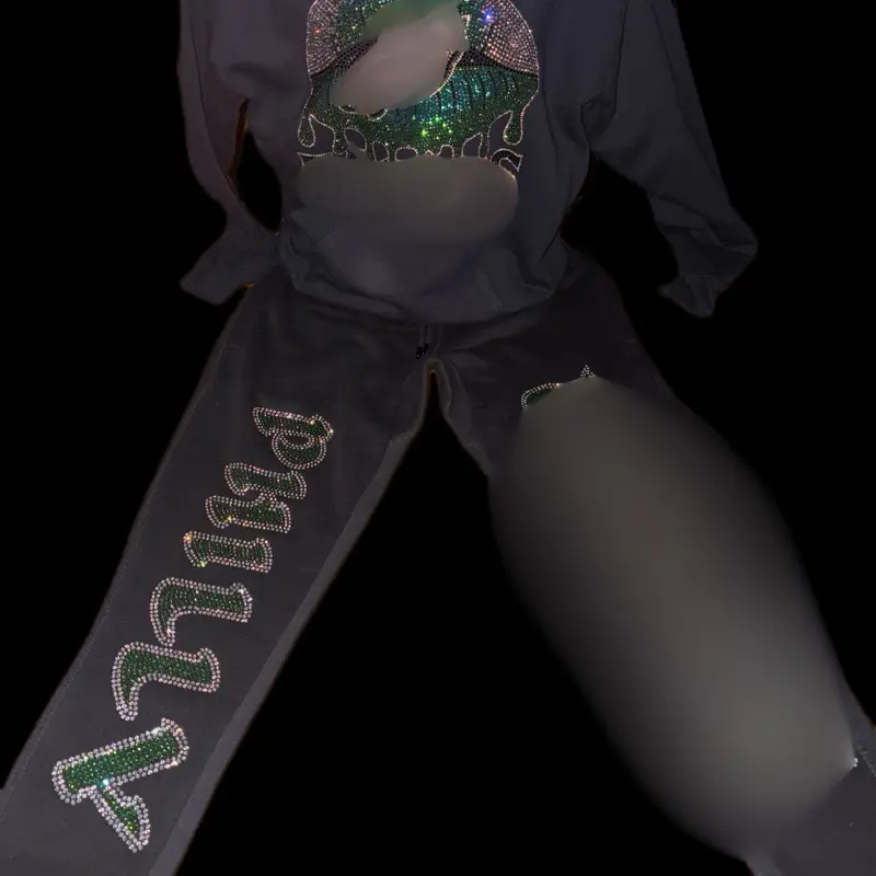 Luxury Rhinestone Philadelphia Football-Inspired Playoff Sweatsuit – Handmade Bling Set