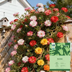 Moss Rose Seed, Bulk Annual Perennial FlowerSeeds for Planting Outdoors Non GMO Mixed ColorsLarge Blooms Attract Pollinators Easy to Grow AllSeasons