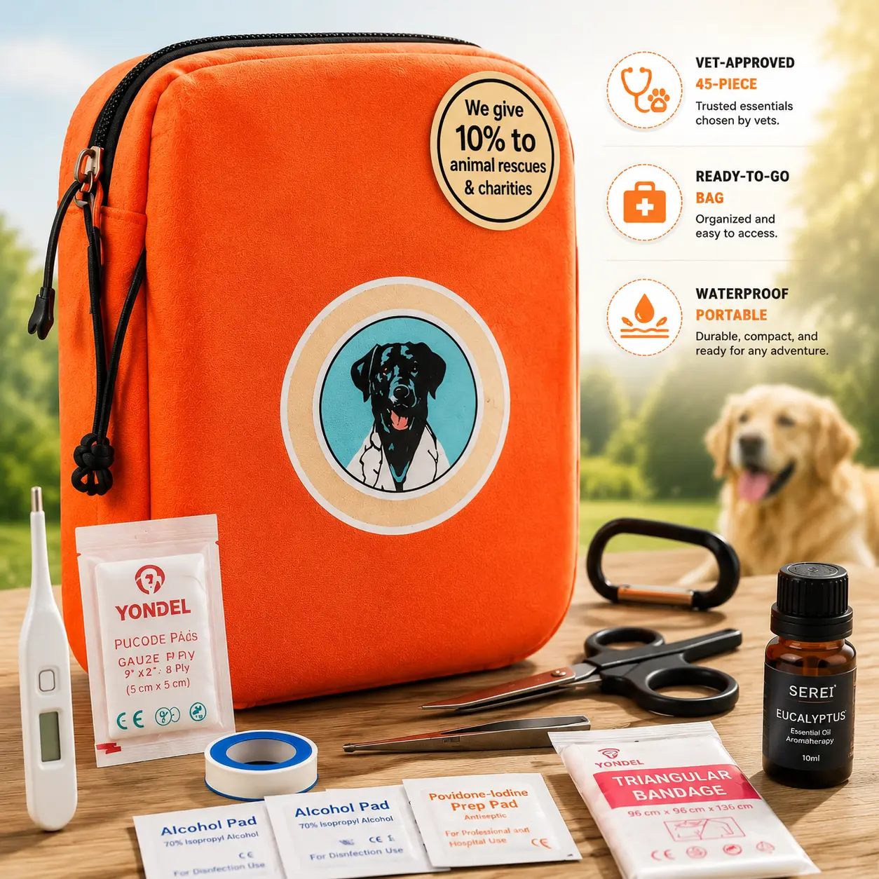 45-Piece Vet-Approved Pet First Aid Kit for Dogs, Cats - Emergency Kits, Go-Bag, Ready-to-Go Supplies - Portable Waterproof Pouch for Home, Travel, Emergency Emergency Kits, Go-Bag Emergency Kits