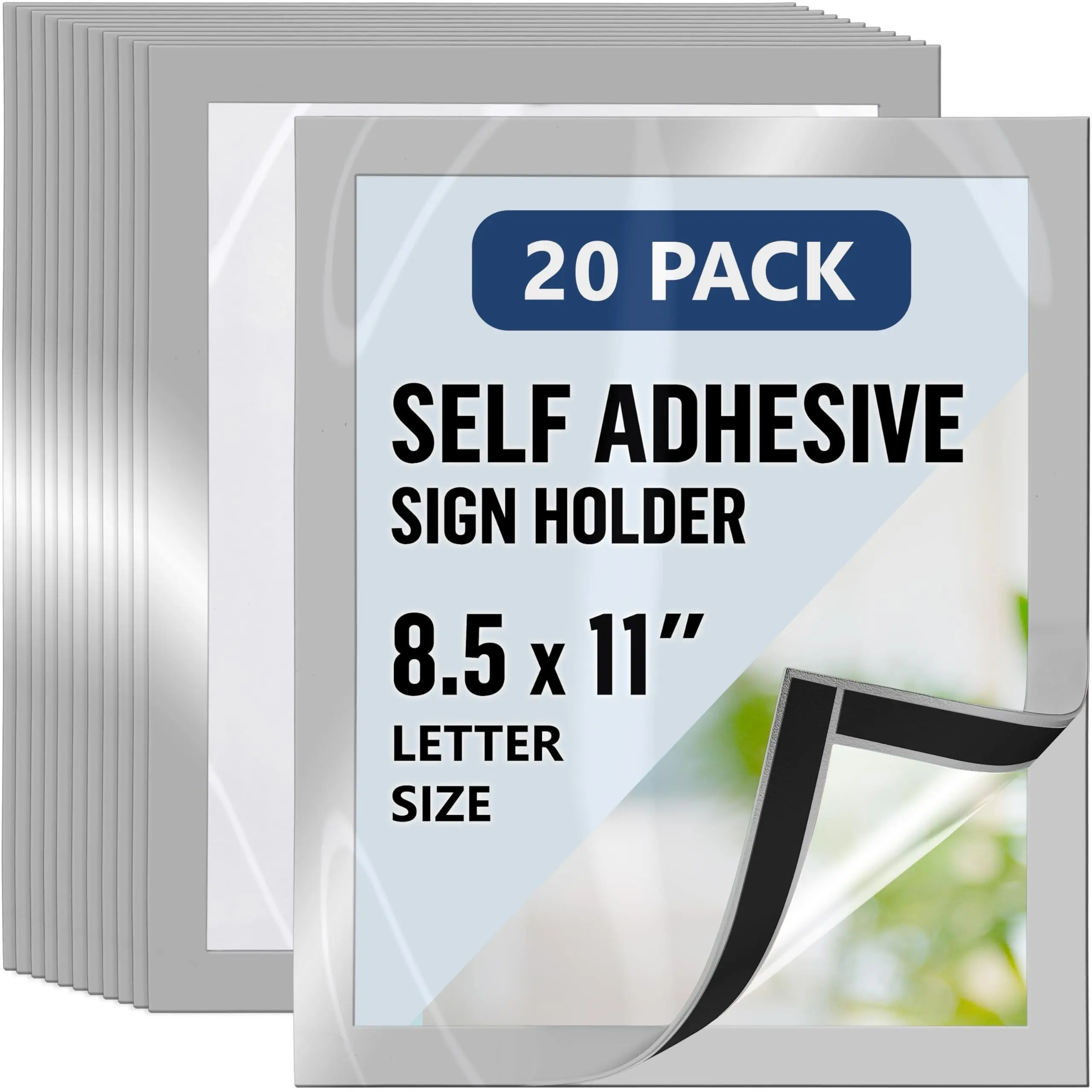 JOYWAYGO 20 Pack Magnetic Sign Holder, 8.5 x 11 Magnetic Paper Holder, Magnetic Self-Adhesive Document Holder, Clear PVC Poster Frame for Wall, Window, Office and Classroom