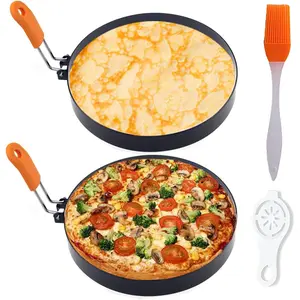 2 Packs 6" Pancake Ring for Griddle,6 Inch Non-stick Omelette Ring,Staineless Steel Psncake Mold for Griddle Egg Ring Pancake Maker with  Handle