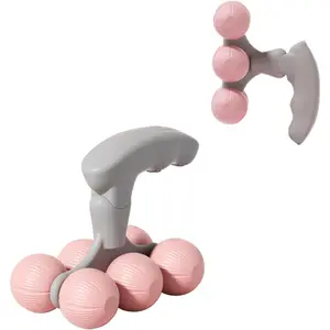 6-Wheel Neck Massager Roller – Handheld Massage Ball for Cervical Spine Pain Relief, Muscle Tension & Fitness Recovery (Pink)