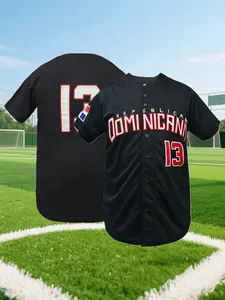 Men's Dominicana #13 Embroidered V-Neck Loose Fit Breathable Sports Shirt, Short Sleeve Baseball Jersey, Stylish Jersey, Loose Fit for Sports & Parties, Casual Wear, Themed Events, Baseball Accessories, Party Attire, Bold Number Design, Durable Fabric