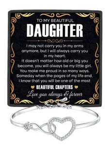 To My Beautiful Daughter Infinity Heart CZ Bangle Bracelet Daughter Birthday Gift, Graduation Gift, Christmas Gift