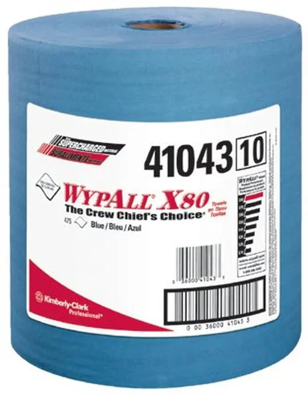 212 MAIN 412-41043 Wypall X80 Shop Pro Blue Cleaning Cloth Towel, 475-Count Roll, Super Absorbent Reusable