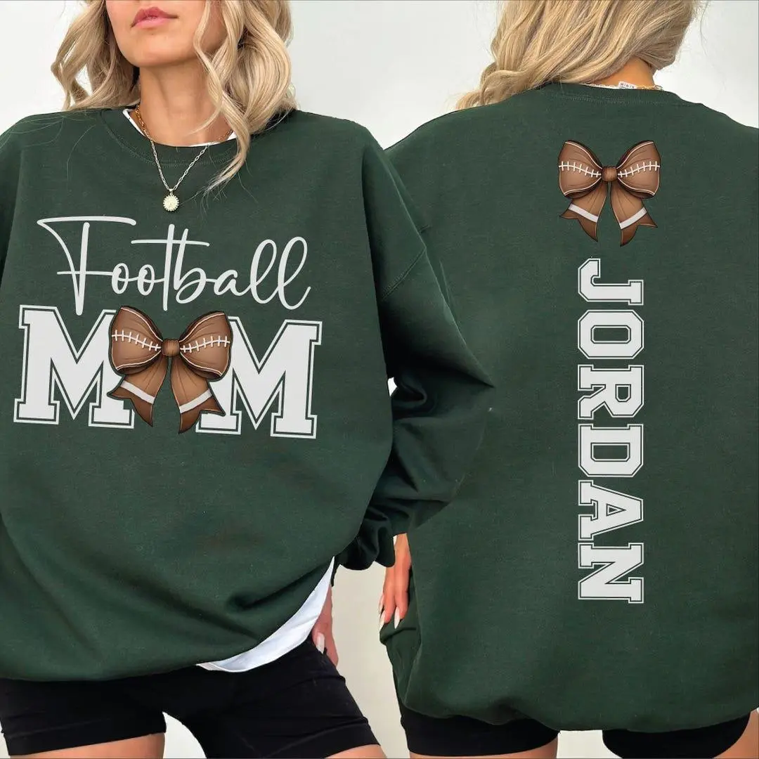Personalized Football Mom Sweatshirt or Hoodie, Custom Kids Name Crewneck, Football Mama Gift, Game Day Apparel