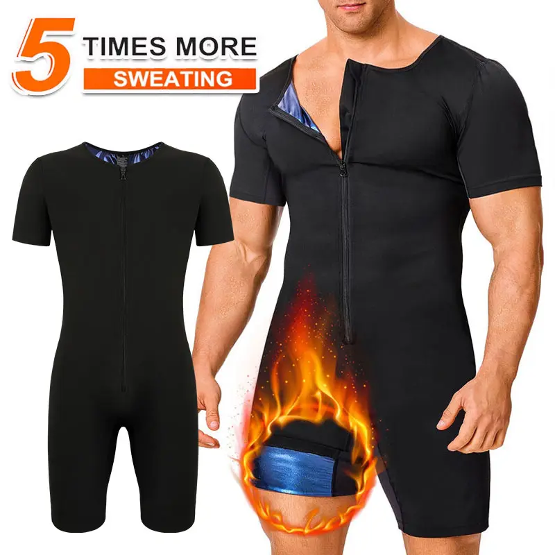 Cattibor Men's Body Shaper - High-Stretch Spandex Compression Sauna Bodysuit and Waist Trainer for Multi-Season Use