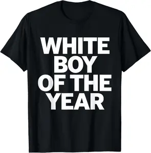 100% Cotton Tee White Boy Of The Year T-Shirt Men's Round Neck Short-Sleeved T-Shirt Breathable T-Shirt with Look